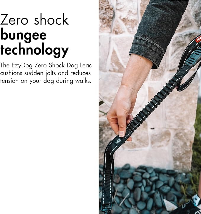 EzyDog Zero Shock Dog Leash - Shock Absorbing Bungee Leash for Dogs That Pull or Excite - Dual Handle and Reflective for Large, Medium, or Small Dogs (48-Inch, Corduroy)