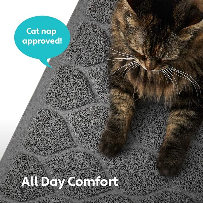 MIGHTY MONKEY Waterproof BPA Free Cat Litter Box Trapping Mat, Easy Clean Floors, Textured Backing, Soft on Sensitive Kitty Paws, Cats Accessories, Less Waste, Stays in Place, 24x17, Slate Gray