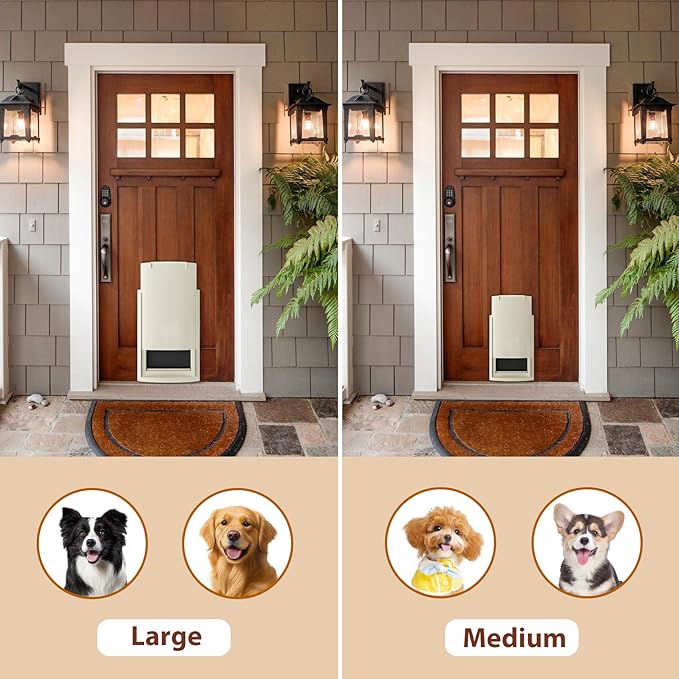mestyl Dog Door for Wall, Pet Door, Doggie Door with Telescoping Tunnel, Double Magnetic Flaps and Sliding Lock Panels, 3-Flap Dog Door and Cat Door, Easy to Install, White, Large