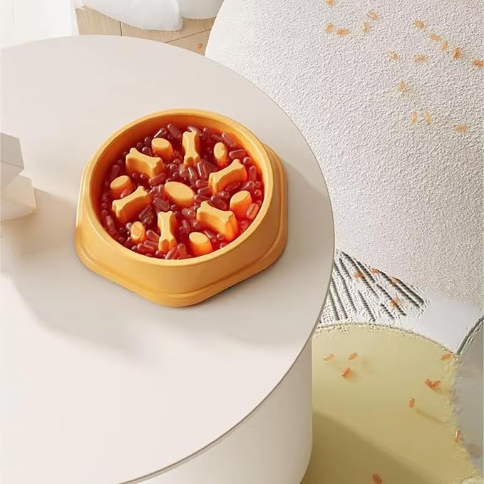 Dog Slow Feeder Bowl for Small & Medium Dogs – Anti-Choking, Non-Slip Plastic Slow Eating Dog & Cat Bowls – Puppy Bowl, Cat Food Bowl, Pet Feeder, 8.86in – Helps Prevent Bloating & Choking (Blue)