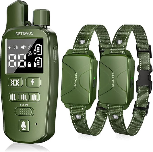 Dog Shock Collar for 2 Dogs, 4500FT Dog Training Collar Rechargeable Electric Collar with Recording & Calling & Vibration & Shock for All Breeds (Green)