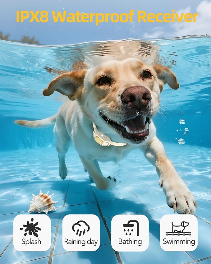 Jugbow Shock Collar for Dogs - 4200FT Remote Training Collar for 15-120lbs Small Medium Large Dog, LED Light & Waterproof Electric Collars with 3 Training Mode for All Breeds (Beige)