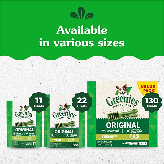 Greenies Original Teenie Dental Dog Treats, 27 oz. Pack (96 Treats)