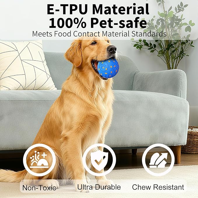 Smart Interactive Dog Toys, Activated Moving, Bouncing, Rotating Ball for Medium/Large Dogs, 2025 E-TPU Material, Motion-Activated Dog Ball to Keep Them Busy, IP54 Waterproof, Christmas Dog Gift