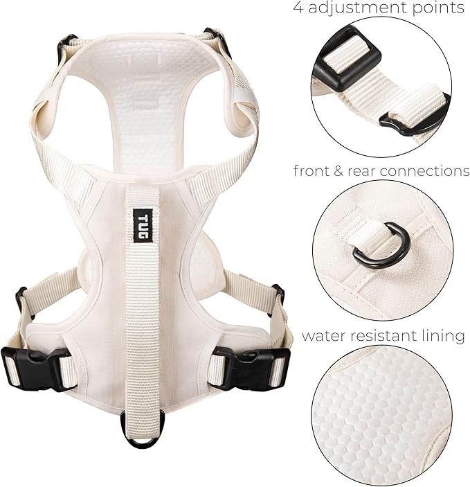 TUG Grab Dog Harness | Integrated Traffic Leash Magnetically Attached for Quick Control (XL/Cream)