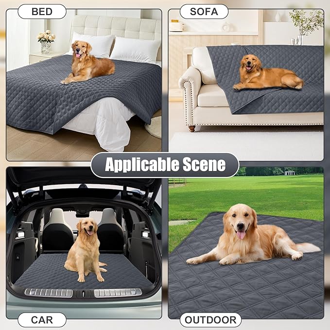 Smiry Waterproof Dog Bed Cover Pet Blanket, Soft Washable Dog Blanket for Furniture Bed Couch Sofa Reversible, Checkered (40"x90", Dark Grey/Dark Grey)