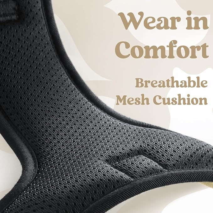 rabbitgoo Dog Harness for Large, No Pull Pet Harness with 3 Buckles, Adjustable Soft Padded Vest with Control Handle, Walking Reflective Pet Vest for Extra Large Dogs, Beige, XL