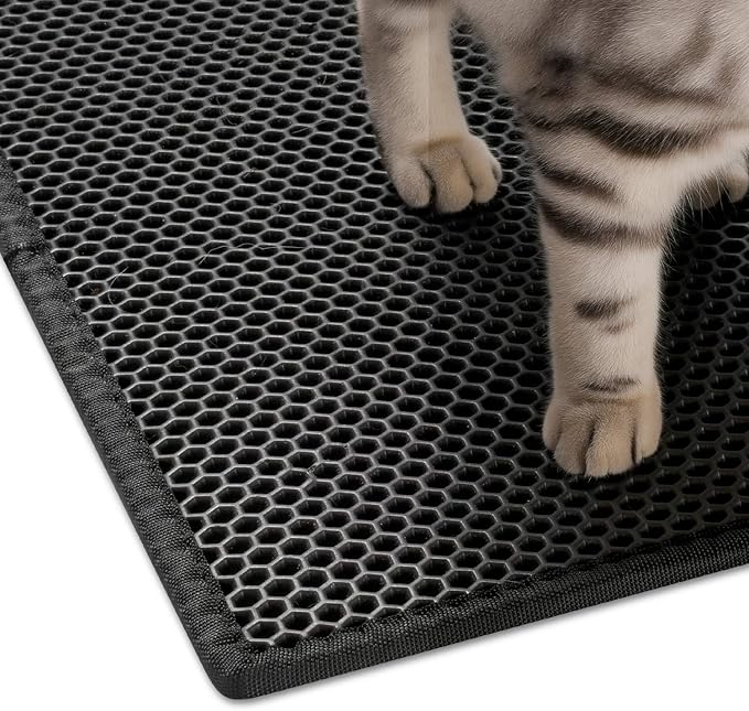 Pieviev Cat Litter Mat Double Layer Waterproof Urine Proof Trapping Mat 1 Pack (Black, 24x15 Inch (Pack of 1))