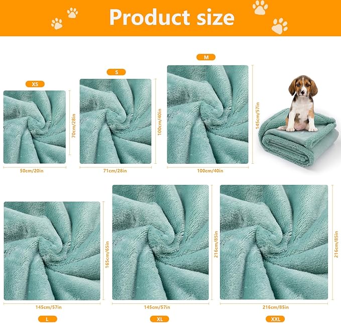 Green Dog Blanket for Pet Bed Cover Reversible Waterproof Puppy Fleece Blankets Leakproof Sofa Couch Cover Doggie Cat Pet Blanket for Warm Fluffy Washable Mat-Green,XL