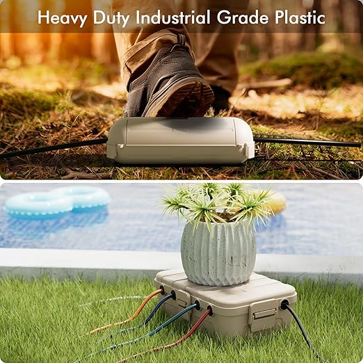 RESTMO 5-Piece Outdoor Waterproof Electrical Box Set – 12.5" x 8.5" x 5" Large & 7.1" x 2.3" x 2.3" Small, Weatherproof Boxes for Power Strip, Outlet, Plug, Socket, Timer, Holiday Light, Almond