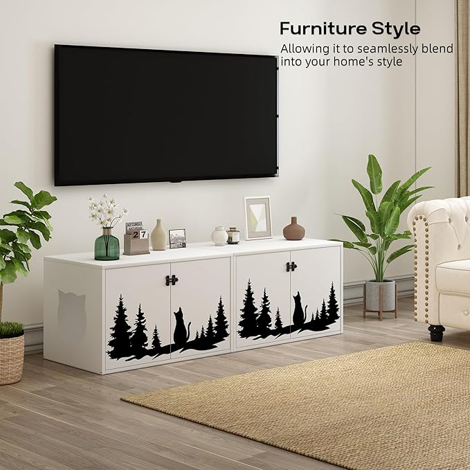 Cat Litter Box Enclosure Furniture Large Hidden Litter Box Cabinet with Removable Divider Decorative Litter Box Cat Washroom Fit Most of Litter Box