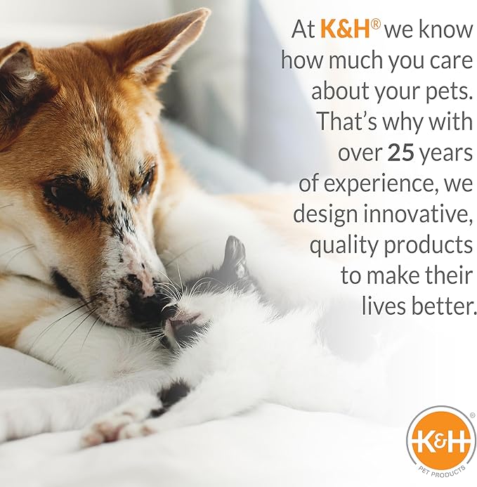 K&H Pet Products Lectro-Soft Orthopedic Outdoor Heated Dog and Cat Bed for Medium Dogs or Big Cats, Soft/Flexible Safety Listed Warming Pad, Waterproof, Washable Cover - Medium 24 X 19in Tan 40W