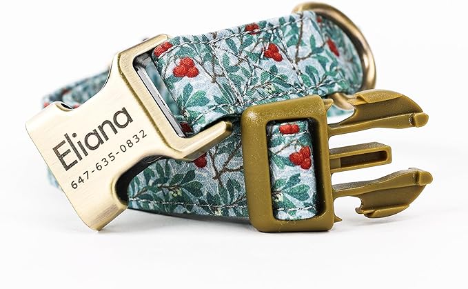 Personalized Dog Collar with Name and Phone Number Engraved,Adjustable Custom Puppy Collar,Organic Cotton Pet Collar for Small Medium Large Boy Girl Dogs