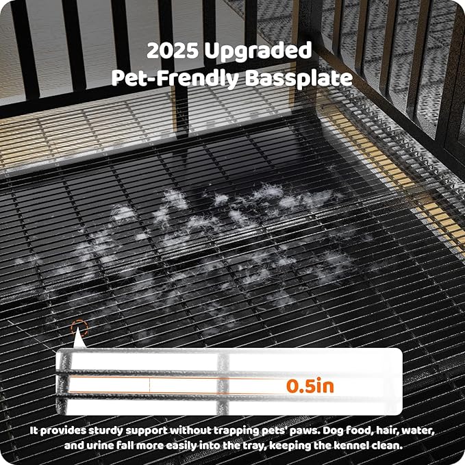 Heavy Duty Dog Crate, 54 Inch Dog Kennel Indoor with Removable Tray for High Anxiety Dogs, Indestructible Dog Crate Escape-Proof with Wheels for Small, Medium, Large, XL, XXL Dogs