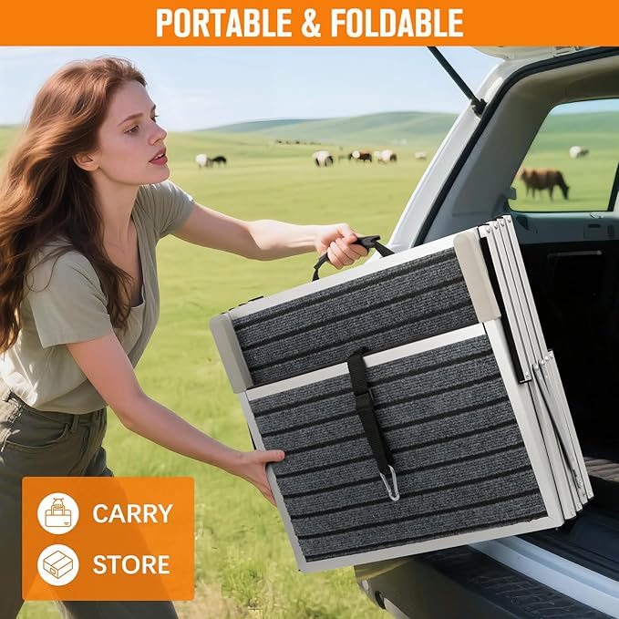 Dog Stairs for Large Dogs - 20" Extra Wide 4-Step Foldable Dog Ramp for Car/SUV/Truck & High Beds - Supports Large Dogs up to 200Lbs