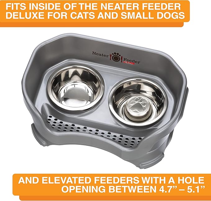 Neater Pet Brands Stainless Steel Slow Feed Dog Bowl for Fast Eating Small Breeds, Metal Slow Feeder Dog Bowl Fits in Cat & Small Neater Feeders, for Puppy or Dogs (< 15 lbs), 3/4 Cup Food Capacity
