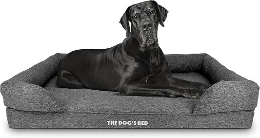The Dog’s Bed, XXL Grey Fur Memory Foam, Pain Relief: Arthritis, Hip & Elbow Dysplasia, Post Surgery, Lameness, Supportive, Calming, Waterproof, Washable Cover, Veterinary Approved