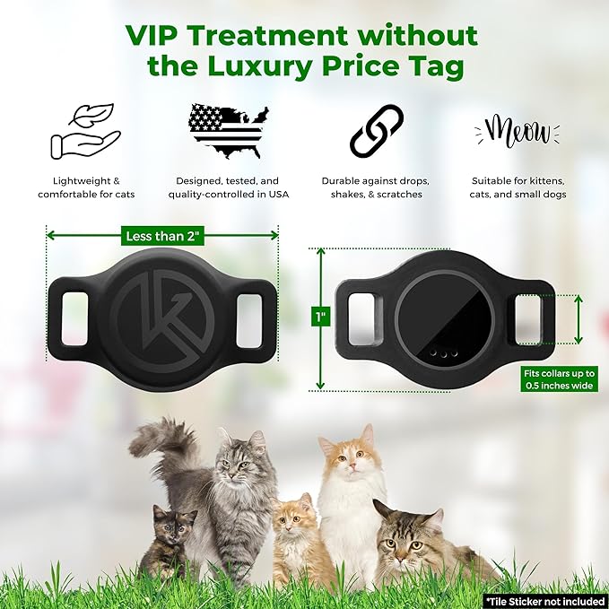 Tile Sticker Cat Collar Holder (2024): The Smallest, Lightest, and Most Comfortable Tracking Case for Cats - Track Your Pet with iPhone Samsung Android Device - Life360 for Boy Girl Kittens (Pink)