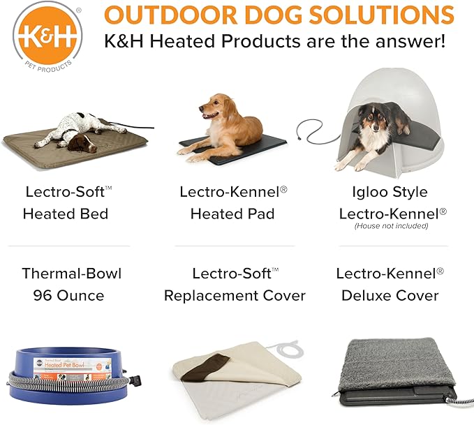 K&H Pet Products Thermal-Bowl Heated Water Bowl for Cats & Dogs Outside, Safety Listed Outdoor Heated Dog Dish for Pets, Automatic No Freeze, Anti Chew Cord - 96 Ounces Blue 25W