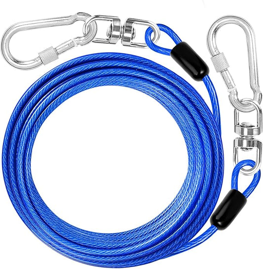 jenico Dog Tie Out Cable: 20 ft Dog Lead for Yard - Heavy Duty Chain Leash Outside for Small Large Dogs Up to 500 lbs - Outdoor Dog Runner Tether