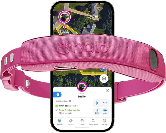 Halo Collar 5, New Wireless Dog Fence & GPS Dog Collar, Subscription Required, Waterproof, Orchid, One Size