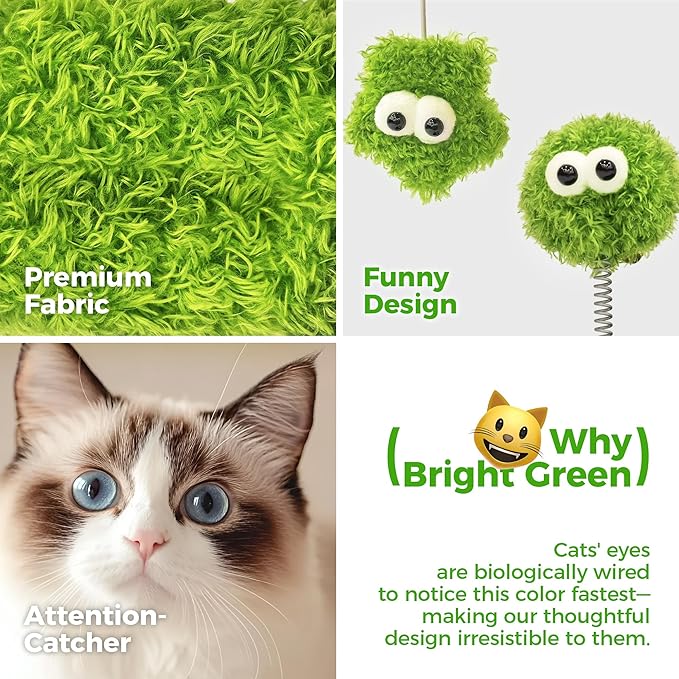 TinyBeast 29.5" Tall Cat Scratching Post, 4-in-1 Natural Sisal Cat Scratcher with Removable Plush Perch Bed, Cat Stand Featuring Dangling Ball & Spring Ball, Cat Tree Tower for Indoor Adult Cats