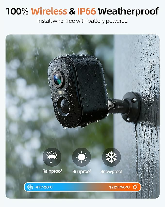 Security Cameras Wireless Outdoor, Battery Powered Camera for Home Security with AI Motion Detection, 2K Color Night Vision, 2-Way Talk, Waterproof, Siren Alarm, SD/Cloud Storage, 2.4G WiFi, 4 Pack