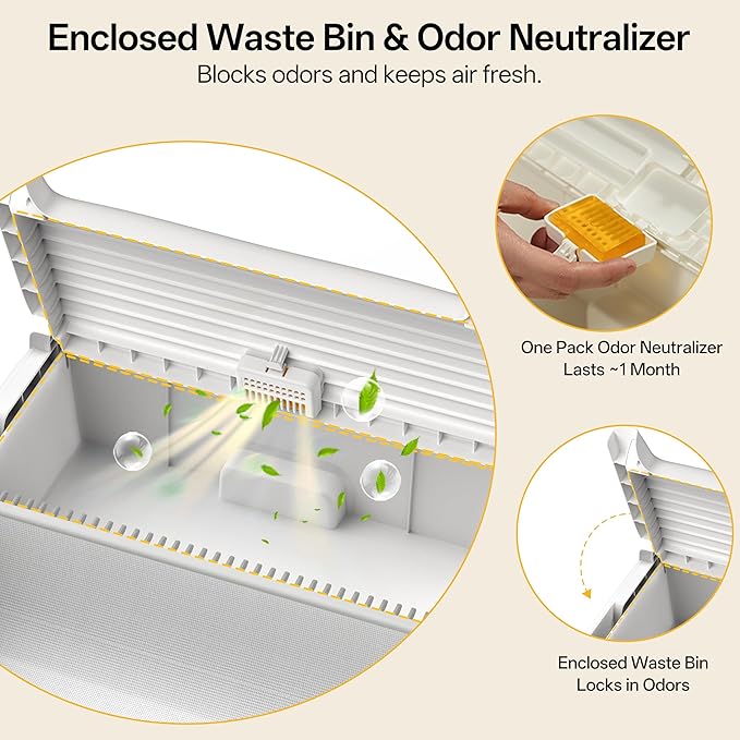 Self Cleaning Cat Litter Box, Open-Top Automatic Litter Box for Multiple Cats, Weight Sensors Safety Protection, Smart APP Control, Odor-Free Waste Disposal, Works with Bentonite Mineral Litter