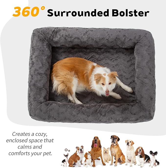 Giant Memory Foam Human Dog Bed for Adults People Fits Pet Families Extra Large Orthopedic Dog Beds with Sides, Washable Bolster Pet Bed Couch with Removable Cover, 70x50x13 Inch, Dark Grey