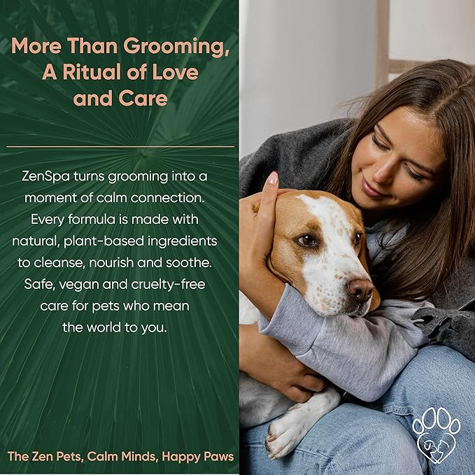 ZenSpa 4-in-1 Natural Pet Care Kit, Hypoallergenic Dog Shampoo, Leave-in Conditioner, Rinse-Free Paw Cleanser, Nose and Paw Balm, Gentle Spa Routine for Sensitive Skin