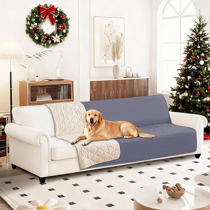 Waterproof Dog Bed Cover, Non-Slip Dog Blanket for Couch, Couch Covers for Dogs Washable, Pet Blanket for Furniture, Pet Bed Mat for Sofa, Car, Pet Supplies (68x82 Inch, Grey Blue)