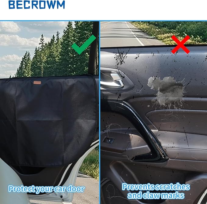 2 Packs Car Door Protector for Dogs, Waterproof Anti-Scratch Shield with Suction Cup (Black)