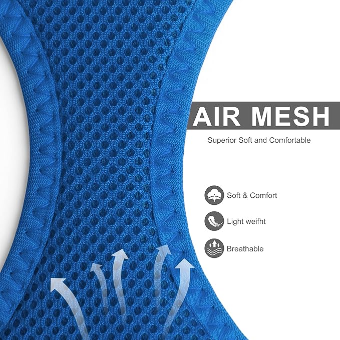 Fida Comfy Dog Harness with Leash, Cat Vest Harness Escape Proof, Breathable Lightweight Soft Mesh, Adjustable Reflective Step-in Harness for Puppy Toy Breeds & Extra-Small Pet (XXS, Blue)