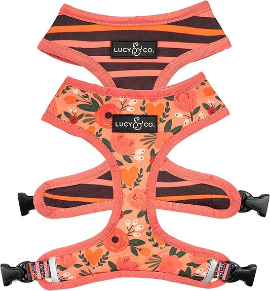 Lucy & Co. Reversible Dog Harness Walking Halter - Best Designer Pet Harnesses for Extra Small Medium Large XL Dogs Plus Pug Breeds - Padded Adjustable Puppy Vest for Easy Walking