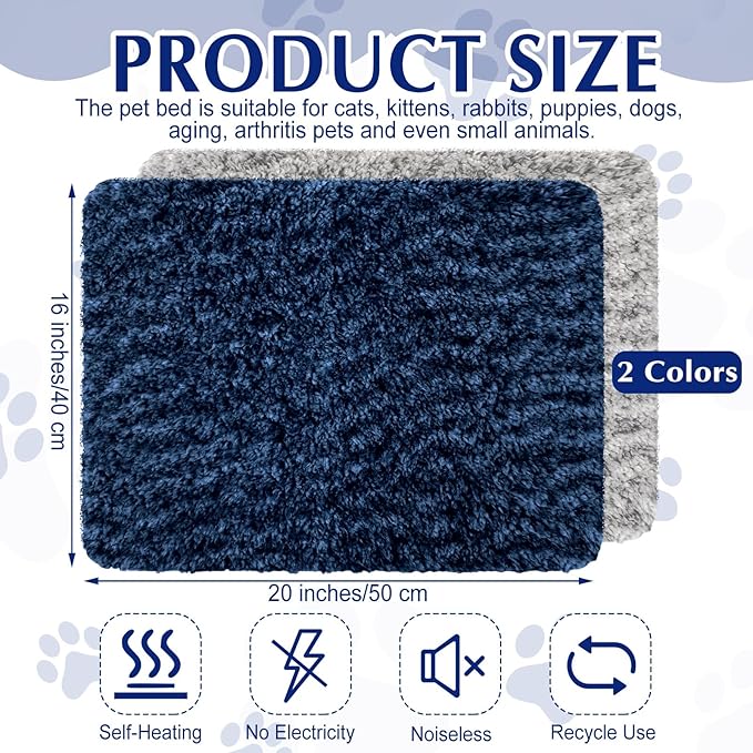 4 Pack Self Warming Cat Pads Self Heating Cat Mat Washable Homeless Dogs Thermal Pads Kennel Pad Reflects Body Heat Warm Crate Bed Mat for Indoor Outdoor Pet