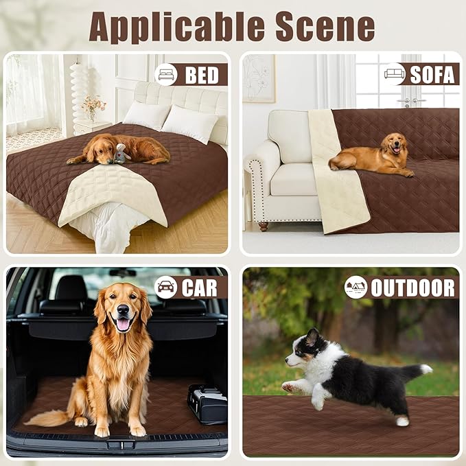 Smiry Waterproof Dog Bed Cover Blanket 52x82, Soft Reversible Pet Blanket, Washable Leakproof Cats Dogs Couch Cover for Sofa, Couch, Furniture, Lattice, Brown/Beige