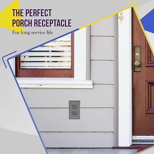 ENERLITES Duplex Receptacle, Tamper-Weather-Resistant, Residential/Commercial Grade Outdoor Outlet, Self-Grounding, 2-Pole, 3-Wire, 5-20R, 20A 125V, UL Listed, 62040-TWR-GY, Gray