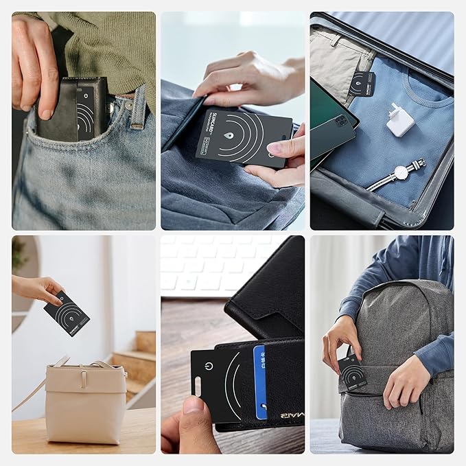 Thin Wallet Tracker, [Apple MFi Certified] Wallet Tracker Card 0.07in Slim Rechargeable Smart Tracking Card Bluetooth Wallets Finder IP68 Waterproof for Purse, Keys, Bags, Passport (iOS Only)