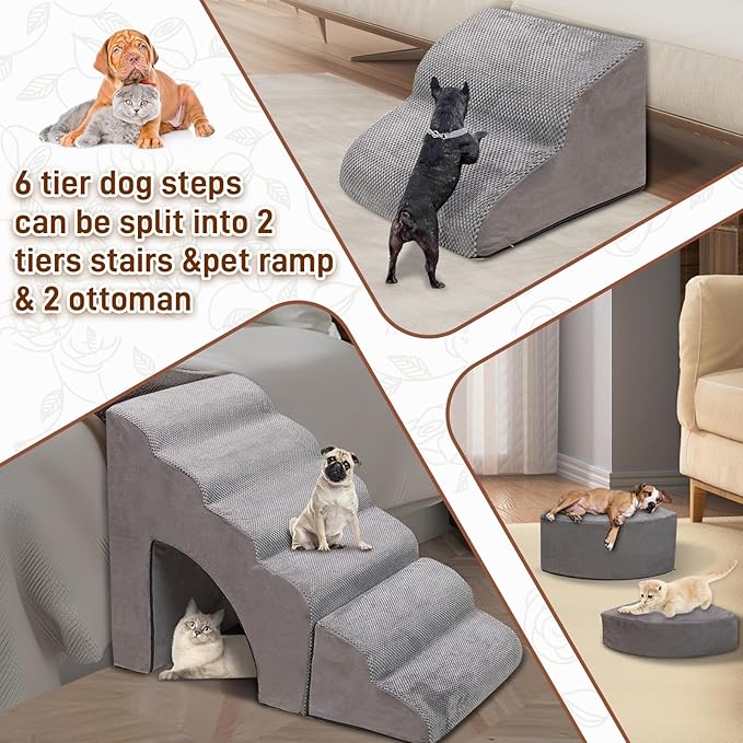 Dog Stairs & Steps for High Beds 30 Inches High Tall, LitaiL 30inch Pet Stairs/Steps for Beds Small Dogs, Non-Slip Dog Ramps for Bed