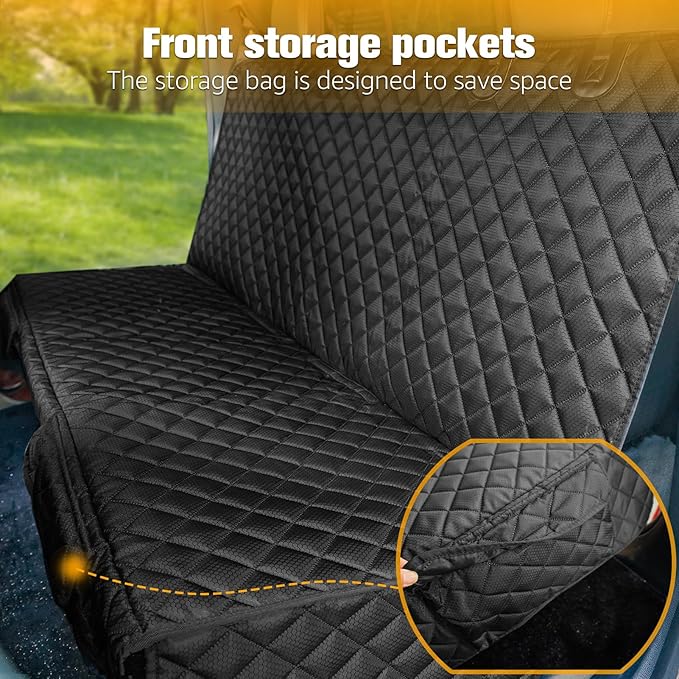 PETICON Dog Car Seat Covers for Ford f150/Ram1500/Nissan Frontier/Toyota Tacoma/GMC Canyon/Silverado, Waterproof Pet Back Seat Cover for Trucks, Scratchproof Nonslip Durable Rear Seat Cover for Dogs