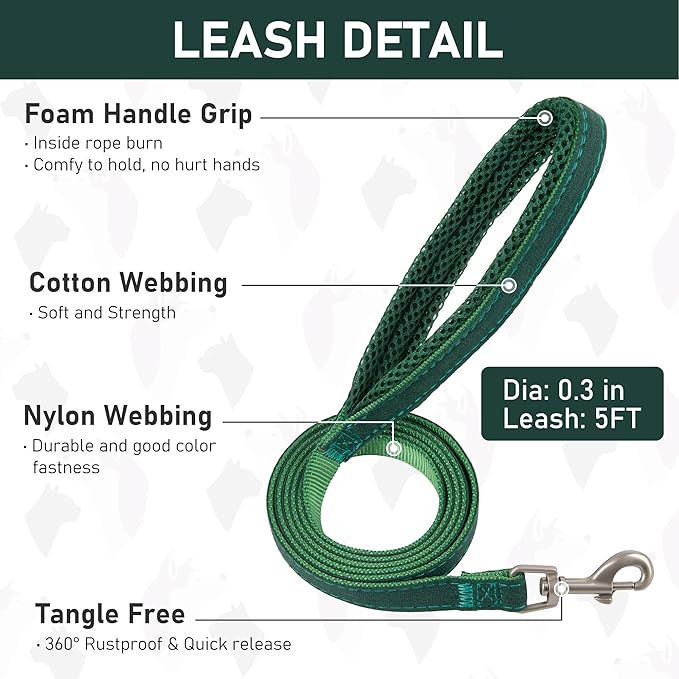 GAMUDA Small Pet Harness Collar and Leash Set, Step in No Chock No Pull Linen Fabric Soft Mesh Dog Vest Harnesses Reflective for Dogs Puppy Cats Kitten Rabbit (Green, XXS)