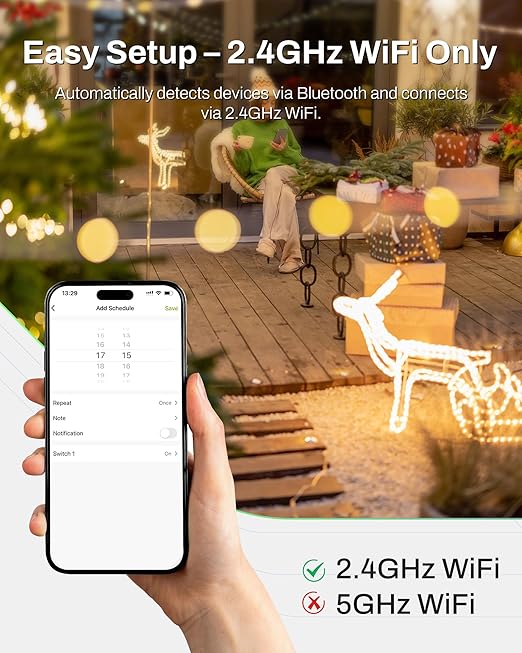 BN-LINK Smart Wi-Fi Outdoor Smart Plug, Heavy Duty Wi-Fi & Bluetooth Smart Plug with 3 Outlets, Alexa Smart Plugs for Alexa Devices & Google Assistant, Weatherproof IP44, No Hub Required, ETL Listed