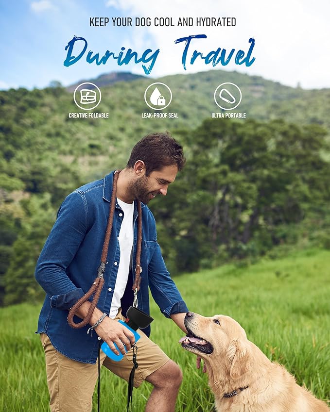 Lesotc Portable Dog Water Dispenser, 600ml, BPA Free, Lightweight, Ideal for Travel, Hiking, Camping