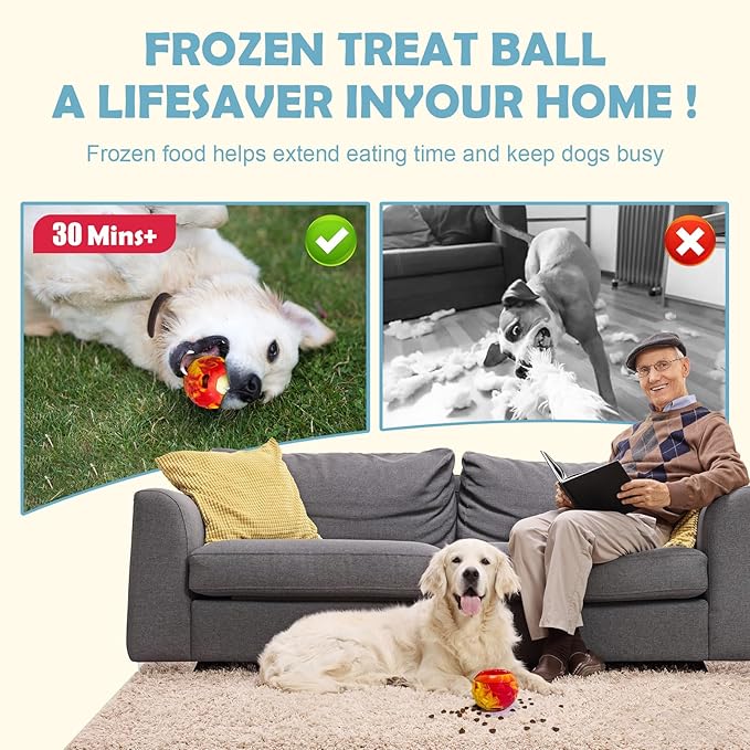 Dog Frozen Treat Toy, Slow Food Training to Relieve Boredom and Stimulating, Interactive Treat Dispensing Dog Toy, Interactive Chew Toys, Super Easy to Open Clean, for Small Dogs (red, Small)