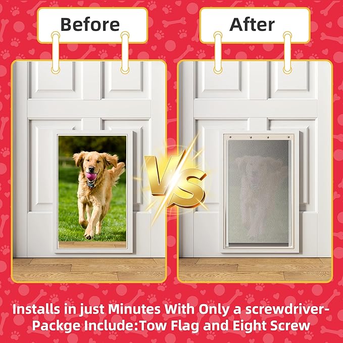 2PACK Medium Dog Door Replacement Flap with Screws, Doggie Door Replacement Flaps Compatible with PetSafe Freedom Doggie Doors PAC11-11038, 8 1/8" X 12 7/8", Weather Resistant and Easy to Install