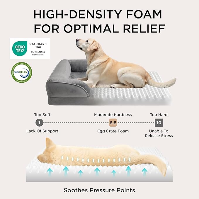 Bedsure L Plus Orthopedic Dog Bed for Large Dogs - Washable Dog Cat Bed Waterproof, L Plus Big Comfort Dogs Couch Sofa with Washable Removable Cover, Pet Bed with Nonskid Bottom, Brown, 38"