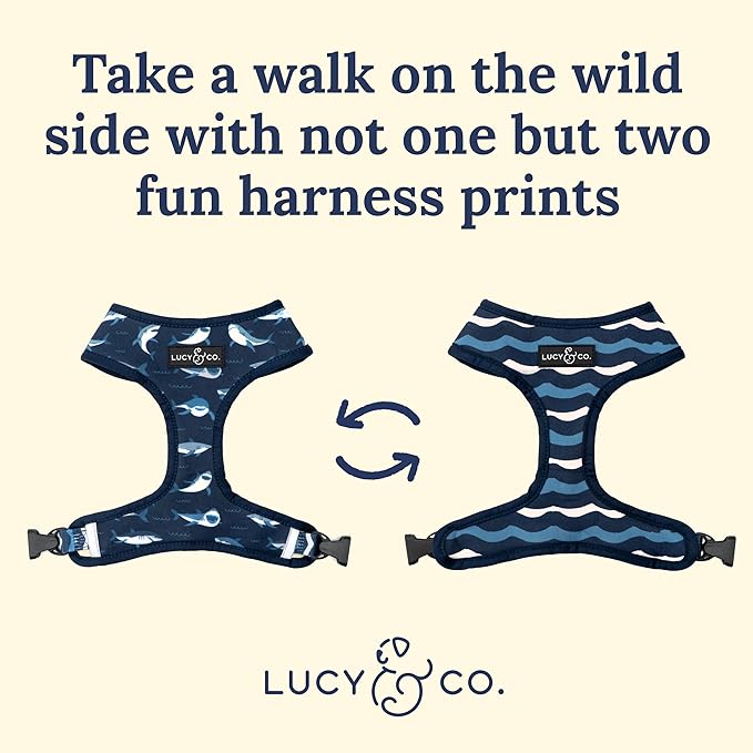 Lucy & Co. Reversible Dog Harness Walking Halter - Harnesses for Small Medium Large XL Dogs - Padded Adjustable - for German Shepherd Pug French Bulldog English Bulldog