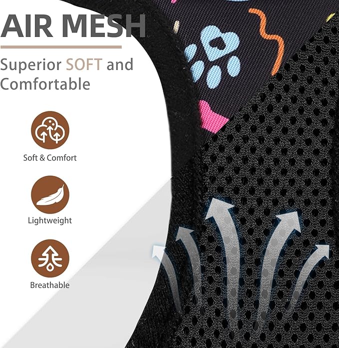 PUPTECK Dog Harness and Leash Set for Small Medium Dogs No Pull Step-in Soft Mesh Puppy Cat Vest Harnesses Reflective at Night, Black Paw, S