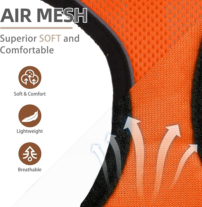 PUPTECK Soft Mesh Dog Harness and Leash Set Pet Puppy Cat Comfort Padded Vest No Pull Harnesses, Solid Orange, M