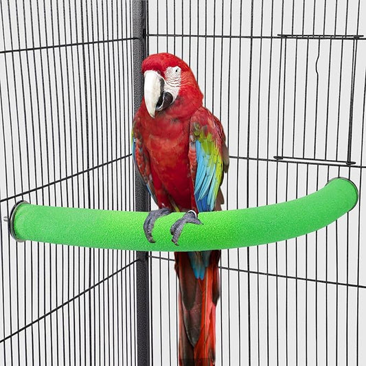 U Shape Parrot Perch Stand Toy Bird Platform Sand Paw Grinding Clean Stick Exercise Conure Budgie Cockatiel Cage Accessories (Green-Corner)